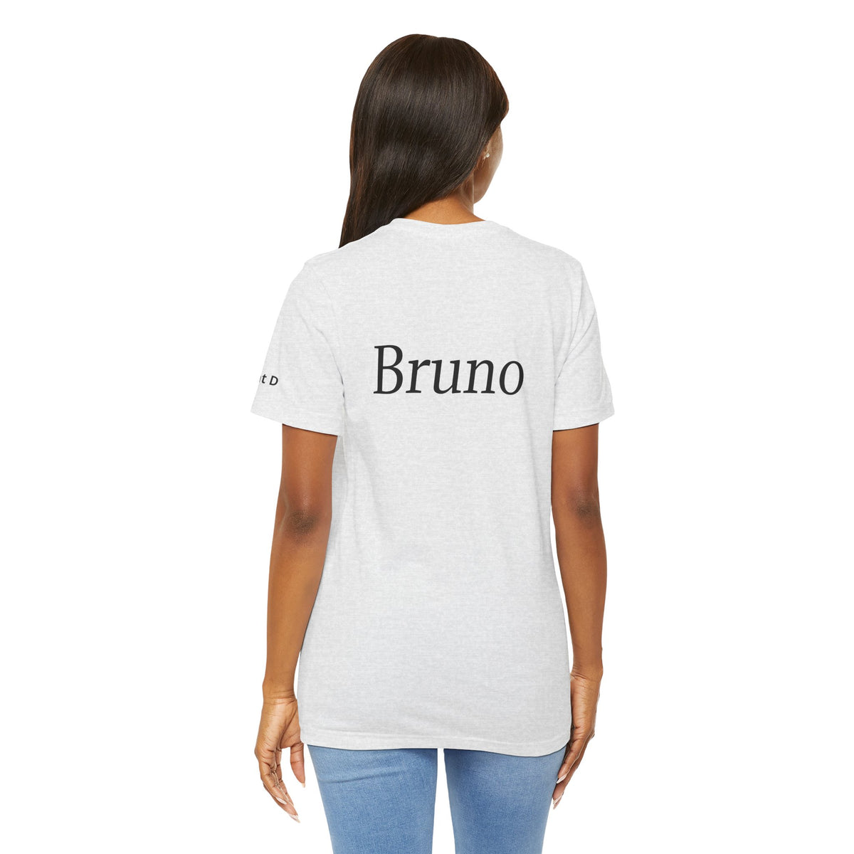 Unisex custom T-shirt with personalized design, made by Printify, featuring a plain white fabric and crew neck style.