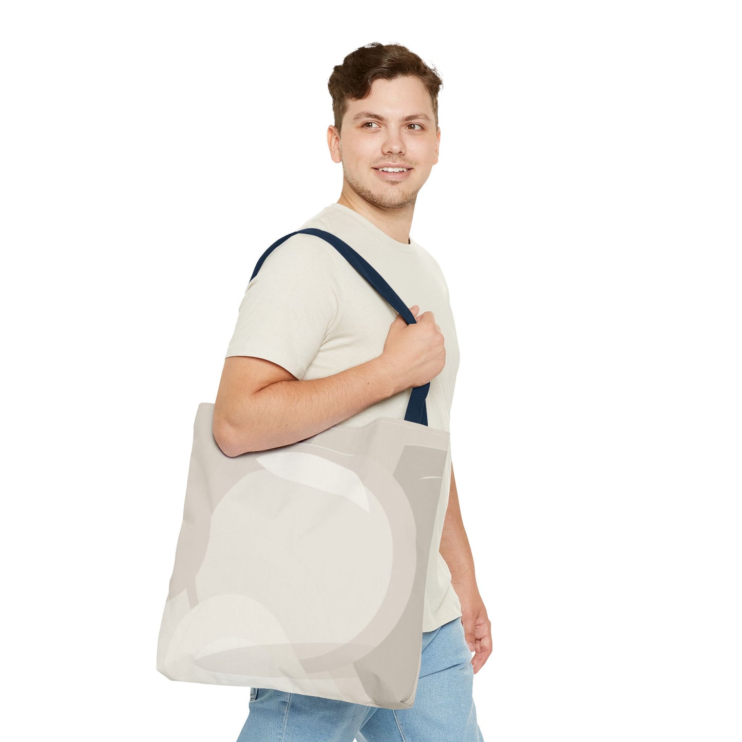 Neutral Abstract Circle Pattern Tote Bag | Minimal Beige AOP Canvas