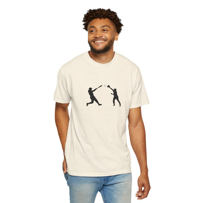 Minimal baseball player silhouette T-shirt by Printify featuring a simple graphic design on a casual T-shirt.