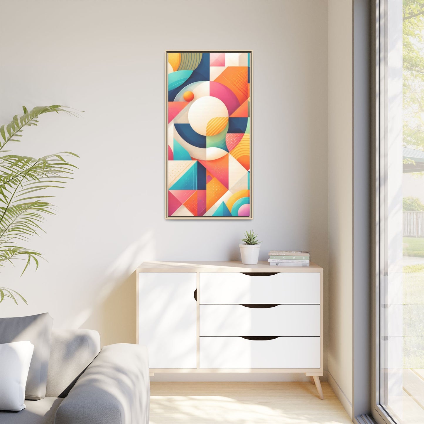 Colorful Geometric Abstract Art Matte Canvas Framed