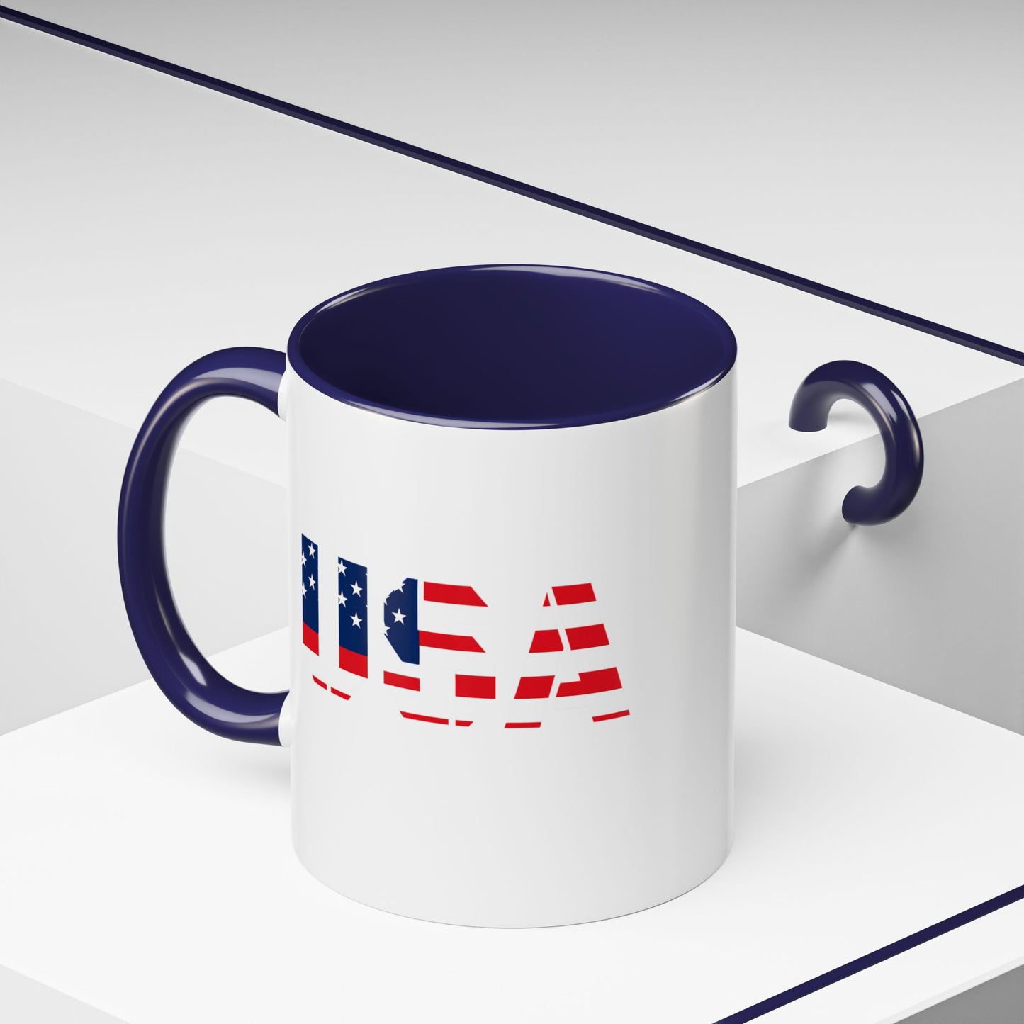 USA Flag Accent Coffee Mug — Patriotic 11/15oz Ceramic Coffee Cup