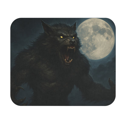 Moonlit Werewolf Mouse Pad by Printify featuring a gothic horror design, ideal as a gaming desk mat or gothic decor accessory.