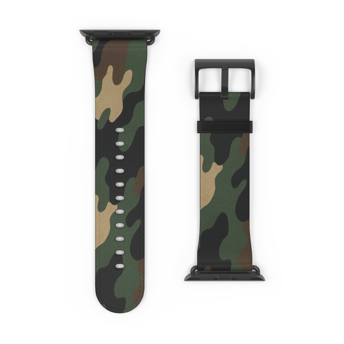 Green camouflage silicone Apple Watch band from Printify, durable and flexible accessory for Apple Watch.