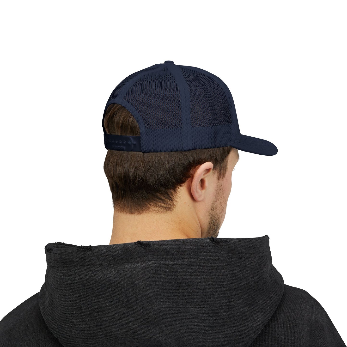 Vintage batter silhouette baseball snapback trucker cap by Printify, featuring classic design and adjustable snapback closure.