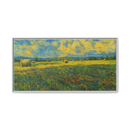 Multi-color landscape matte canvas print in a framed setup by Printify, showcasing a scenic nature view.