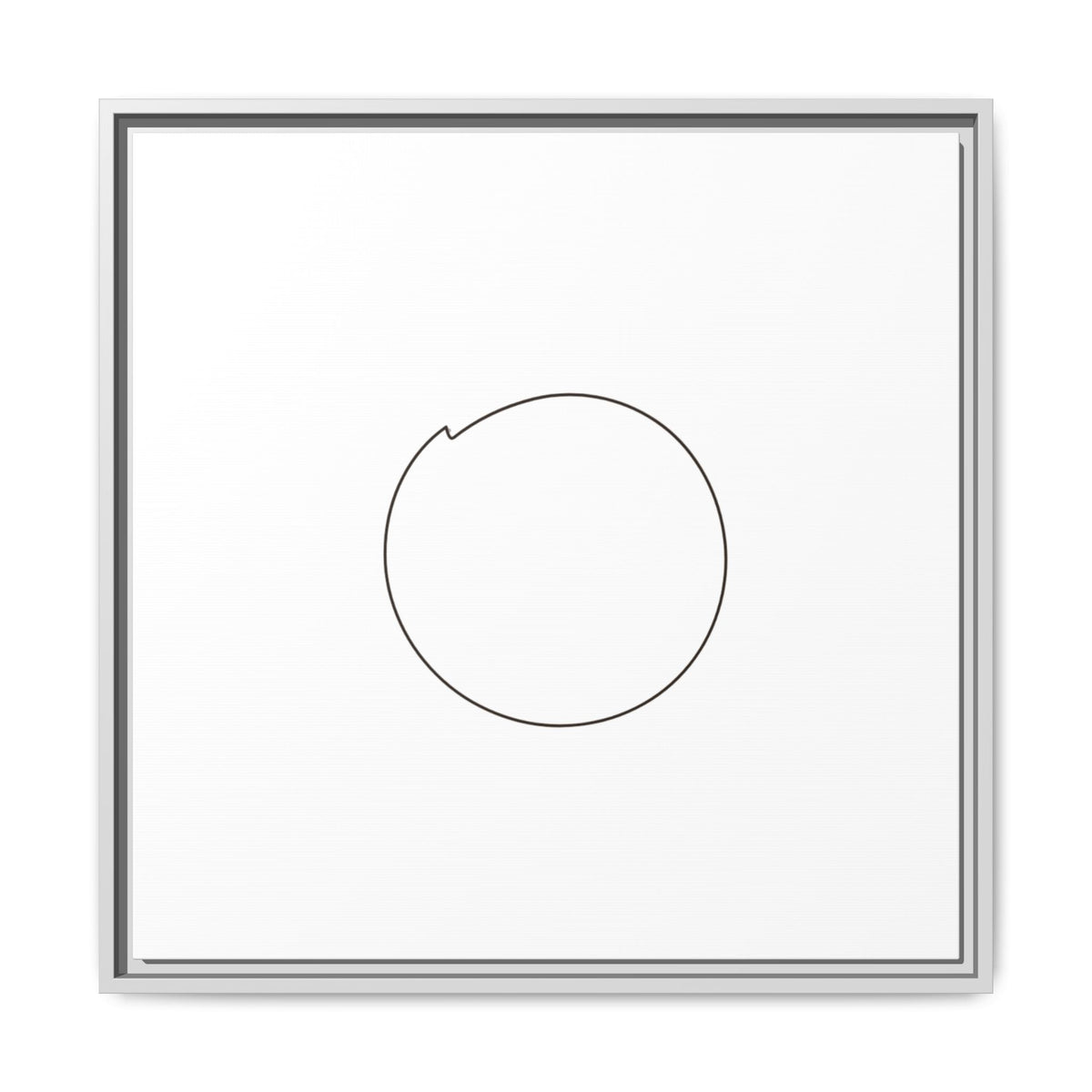 Framed matte canvas wall art featuring a minimal circular line design on a neutral background, by Printify.