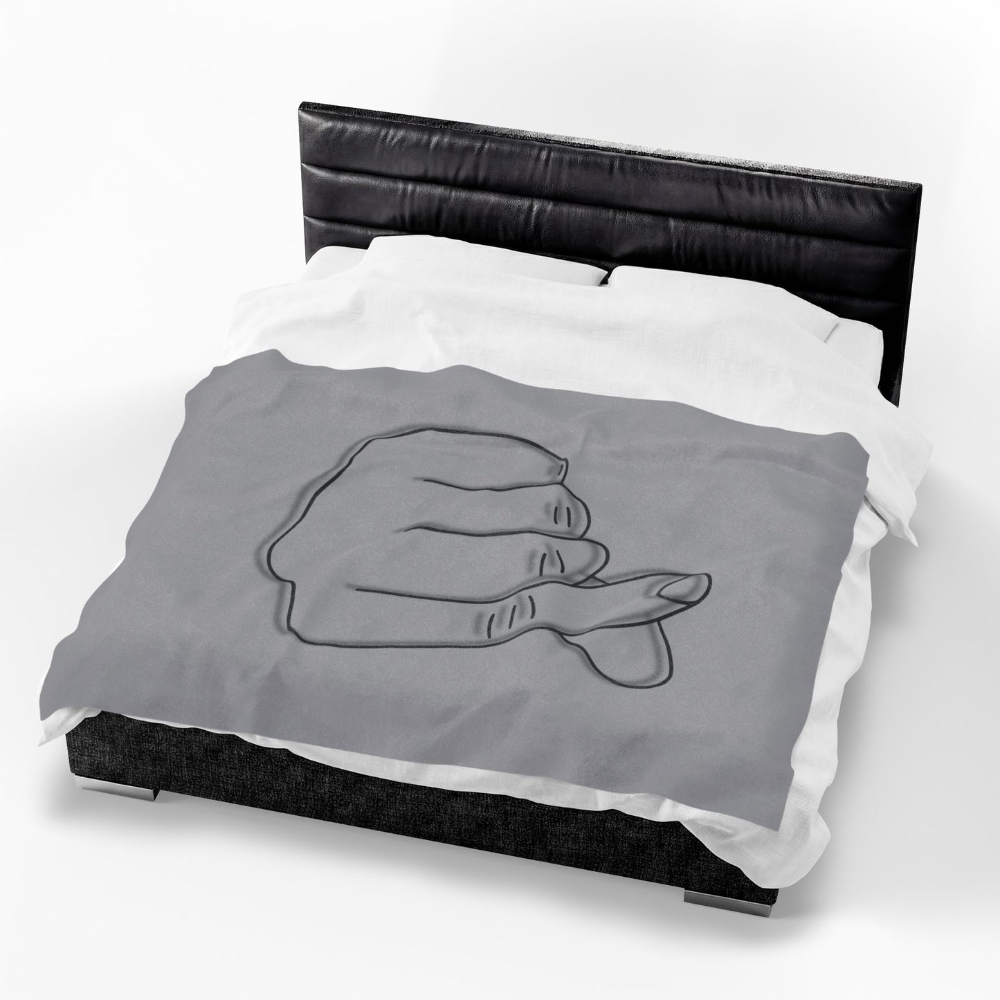 Velveteen plush blanket with heart gesture print, cozy all-over design by Printify, ideal for home decor or gifts
