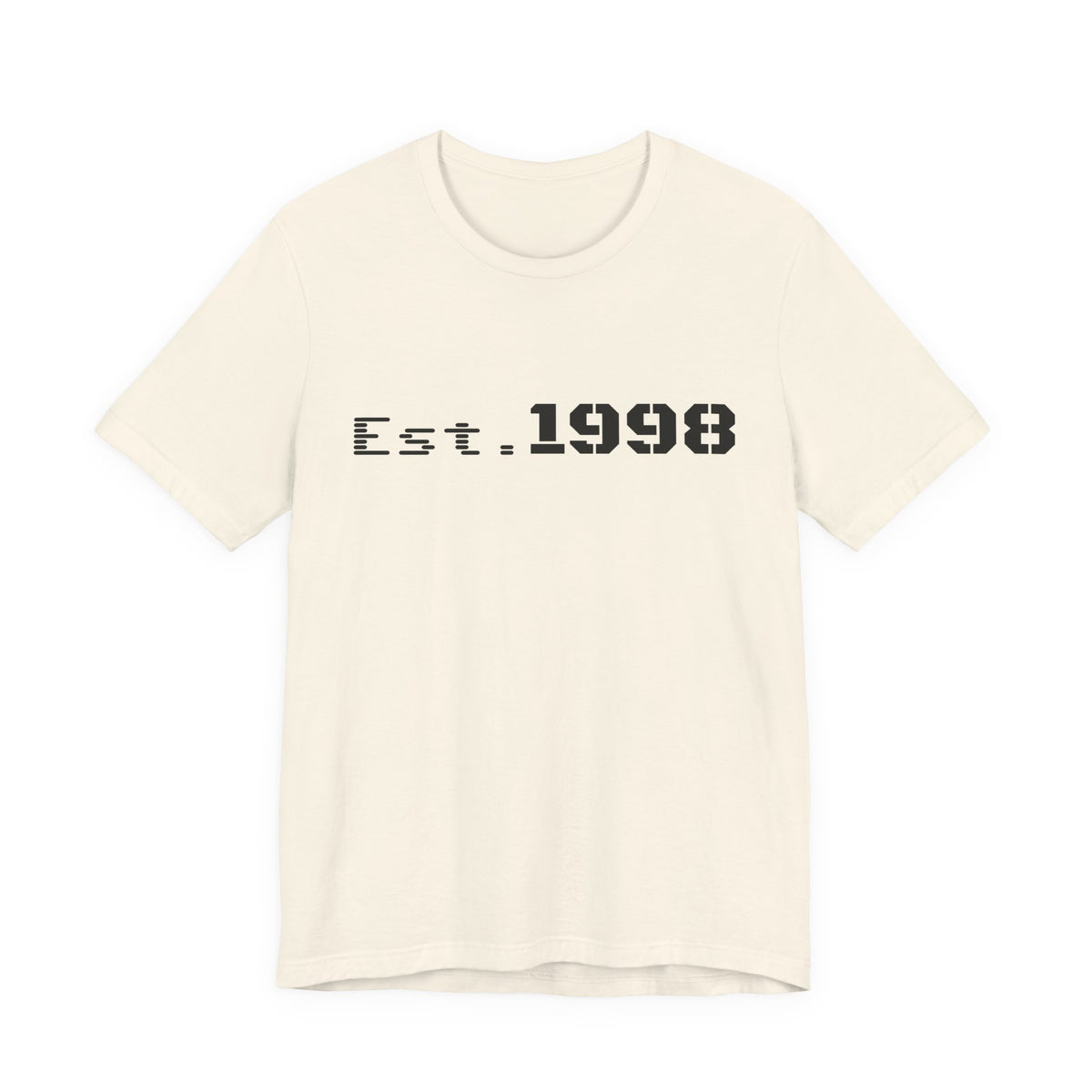 Vintage Est. 1998 T-Shirt by Printify featuring a graphic design celebrating the year of birth.