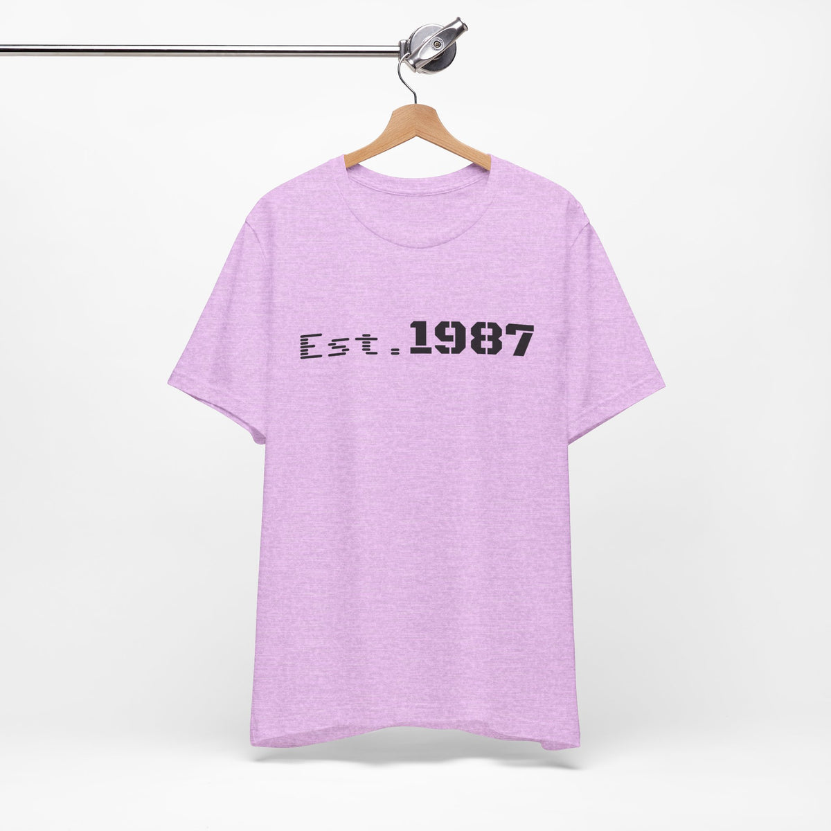 Vintage Est. 1987 T-Shirt by Printify featuring retro design and classic fit, perfect for celebrating birth year style.