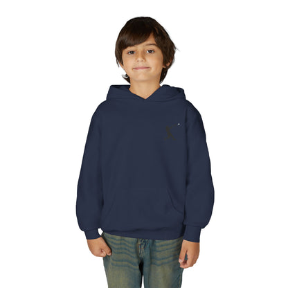 Youth baseball silhouette hoodie featuring a kids baseball player pullover in casual kids' clothing style.