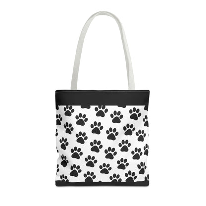 Eco-friendly tote bag with paw print design from Printify, perfect for dog and cat lovers, made for carrying essentials.