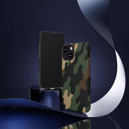 Military green camo tough phone case by Printify, rugged protective cover for smartphones with durable design.