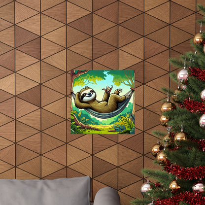 Sloth Hammock Matte Poster — Tropical Relaxation Wall Art