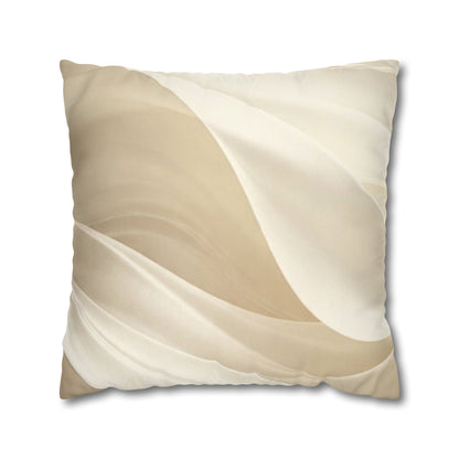 Beige Abstract Wave Pillowcase | Faux Suede Square Pillow Cover