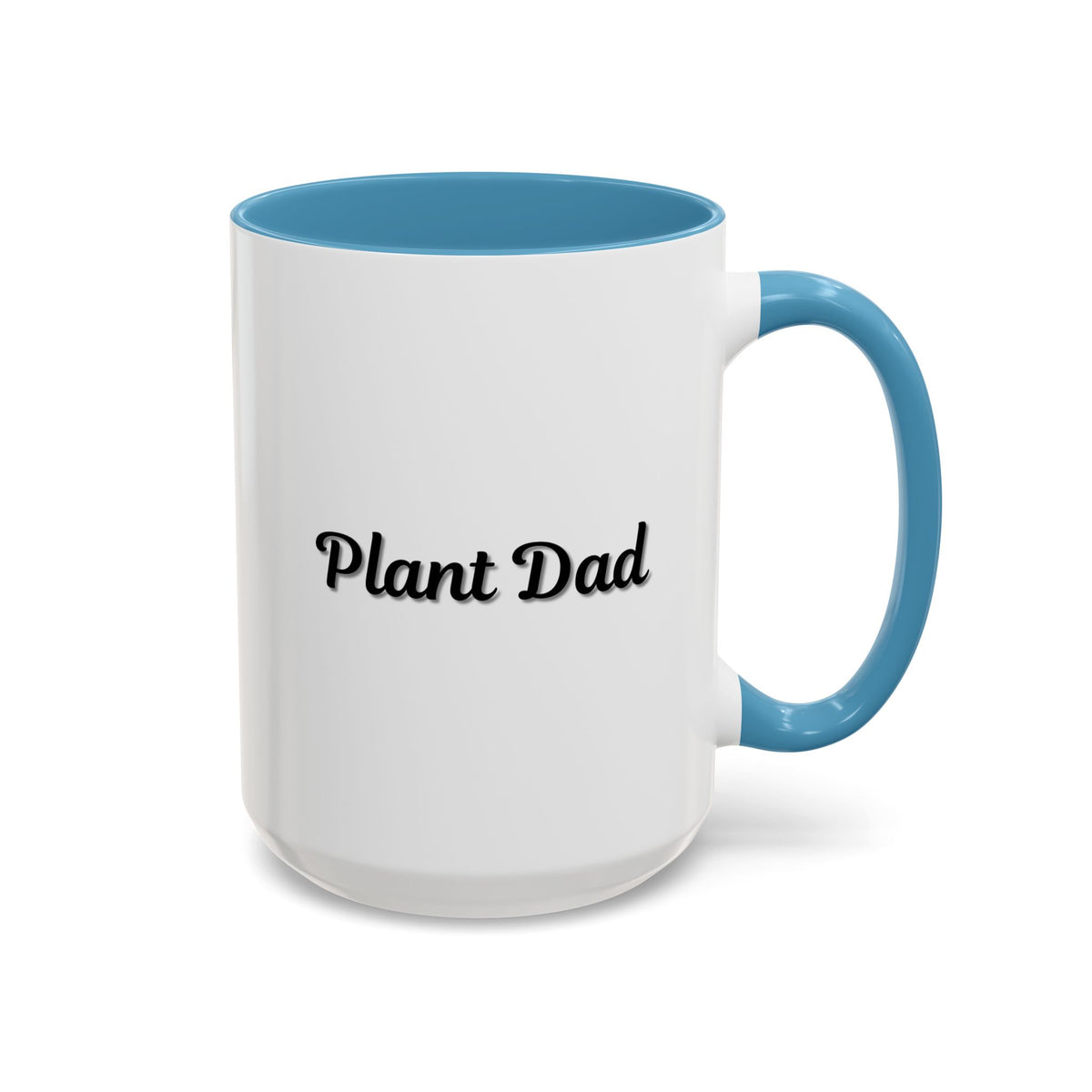 Black-handle Plant Dad coffee mug with green plant graphic, 11oz, ideal for plant lovers and gift-giving.