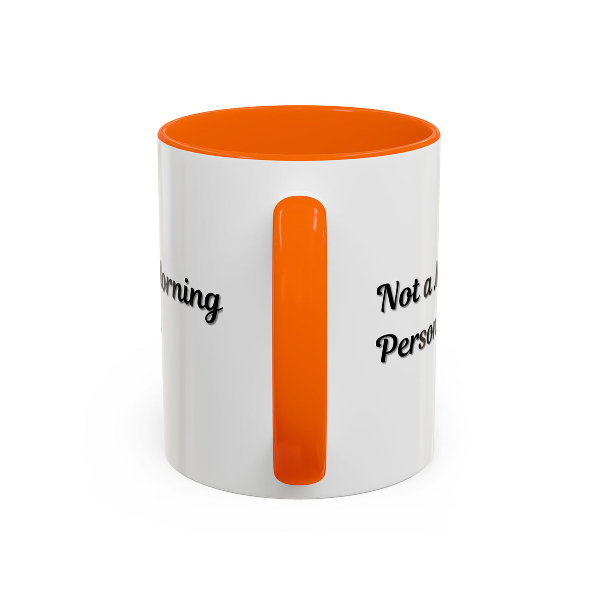 Ceramic coffee mug from Printify with "Not a Morning Person" text, 11oz or 15oz size, white with black lettering.