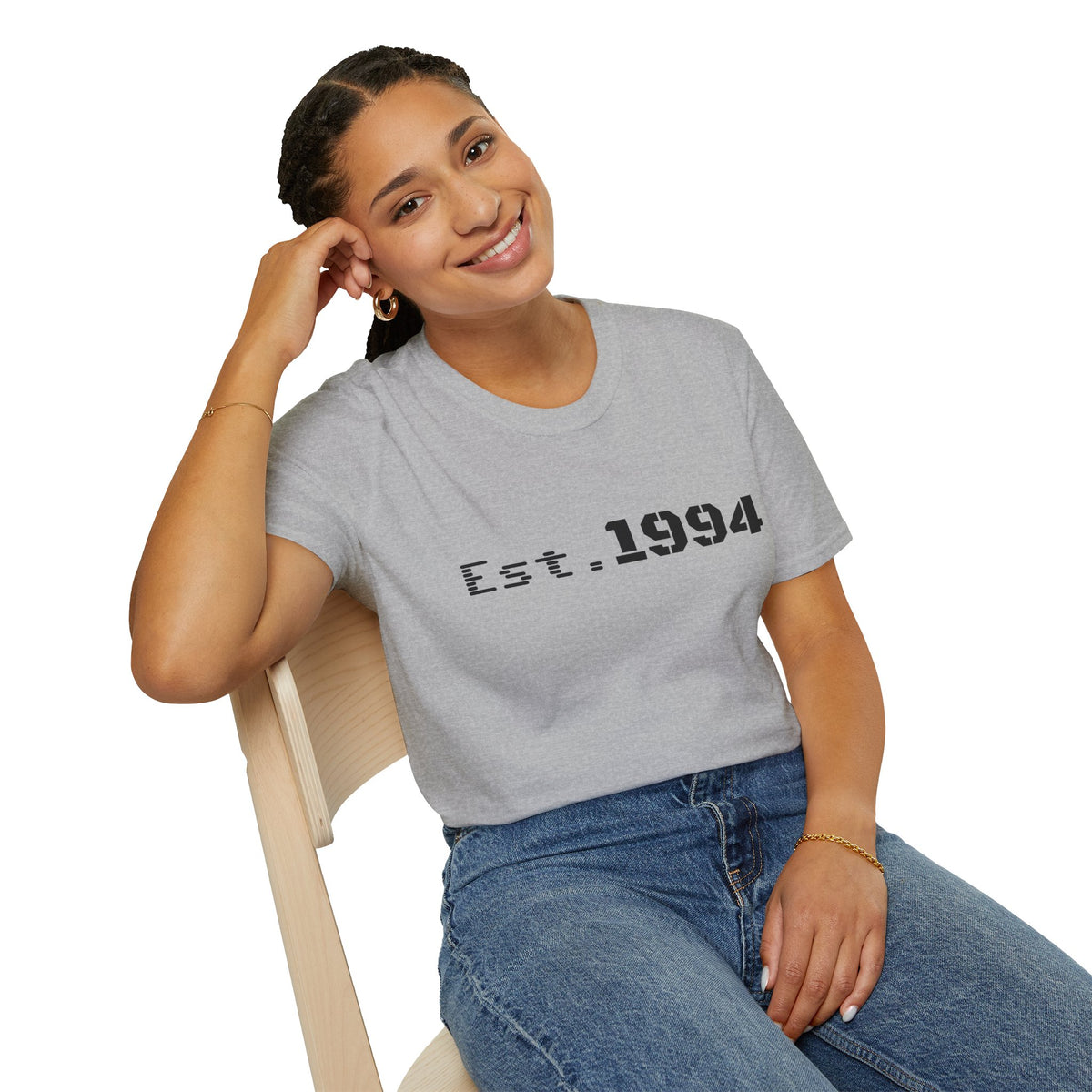 Vintage 1994 Est. graphic T-shirt by Printify featuring bold 1994 design on soft cotton fabric.