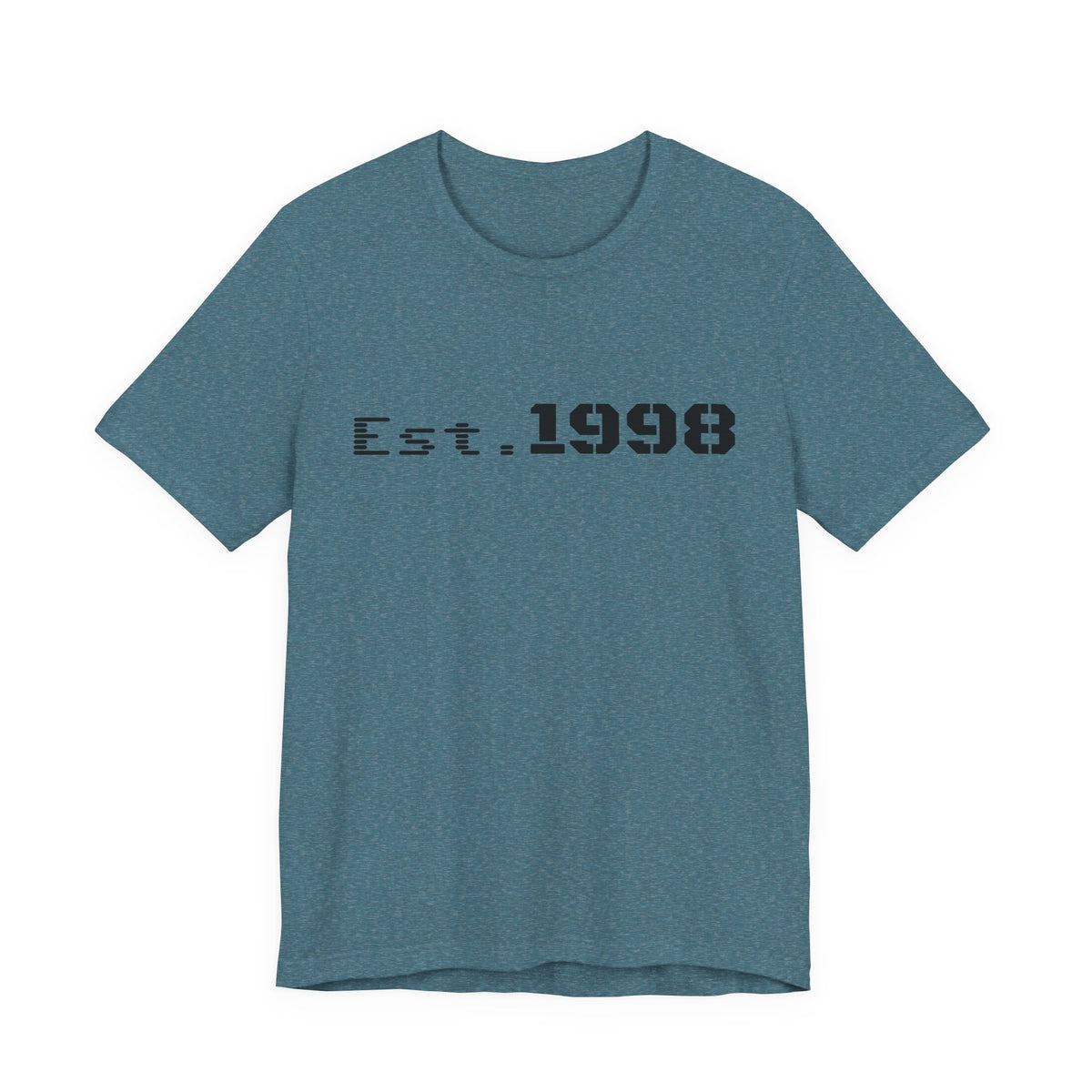 Vintage Est. 1998 T-Shirt by Printify featuring a graphic design celebrating the year of birth.