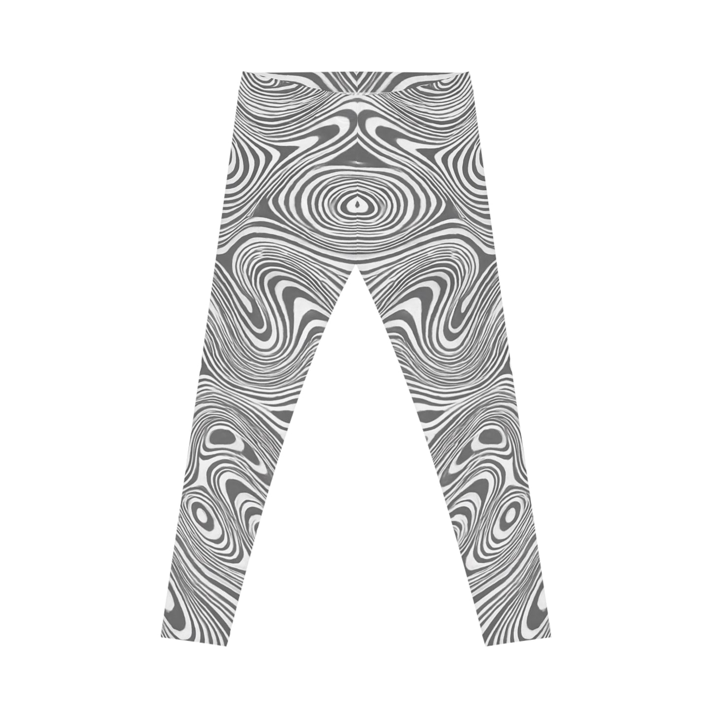 Black and white monochrome swirl leggings with abstract all-over print by Printify, showcasing a stylish, bold pattern.