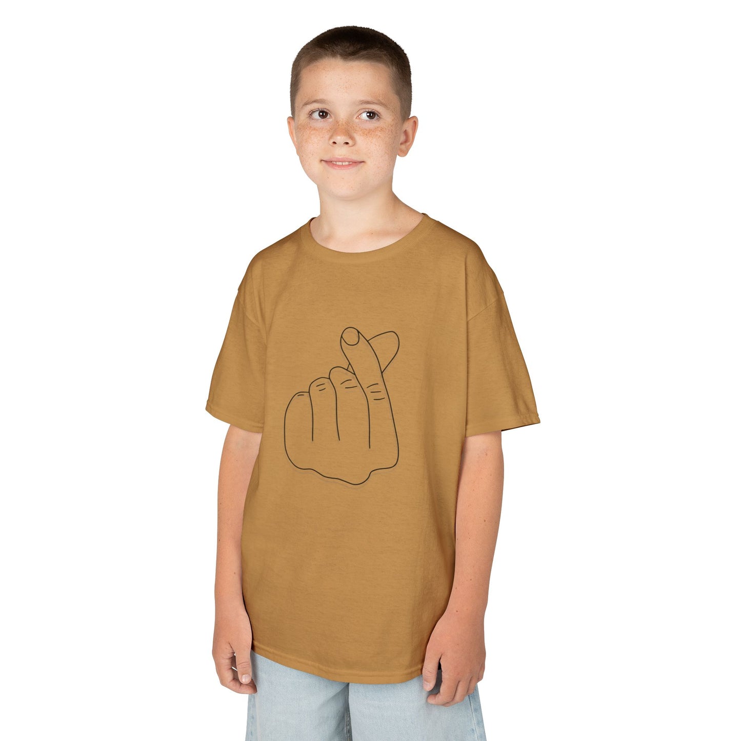 Cute Kids Heavy Cotton Tee - K-Pop Inspired Love Gesture