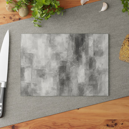 Glass Cutting Board — Abstract Gray Brushstroke Tempered Glass Chopping Board