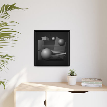 Monochrome Geometric Spheres Canvas Framed Wall Art | Matte Print
