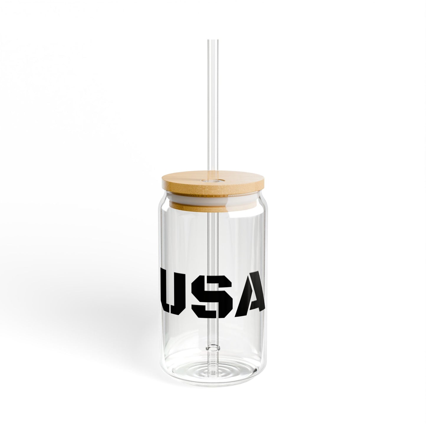 USA 16oz Sipper Glass with Bamboo Lid & Straw – Patriotic Reusable Drink Tumbler