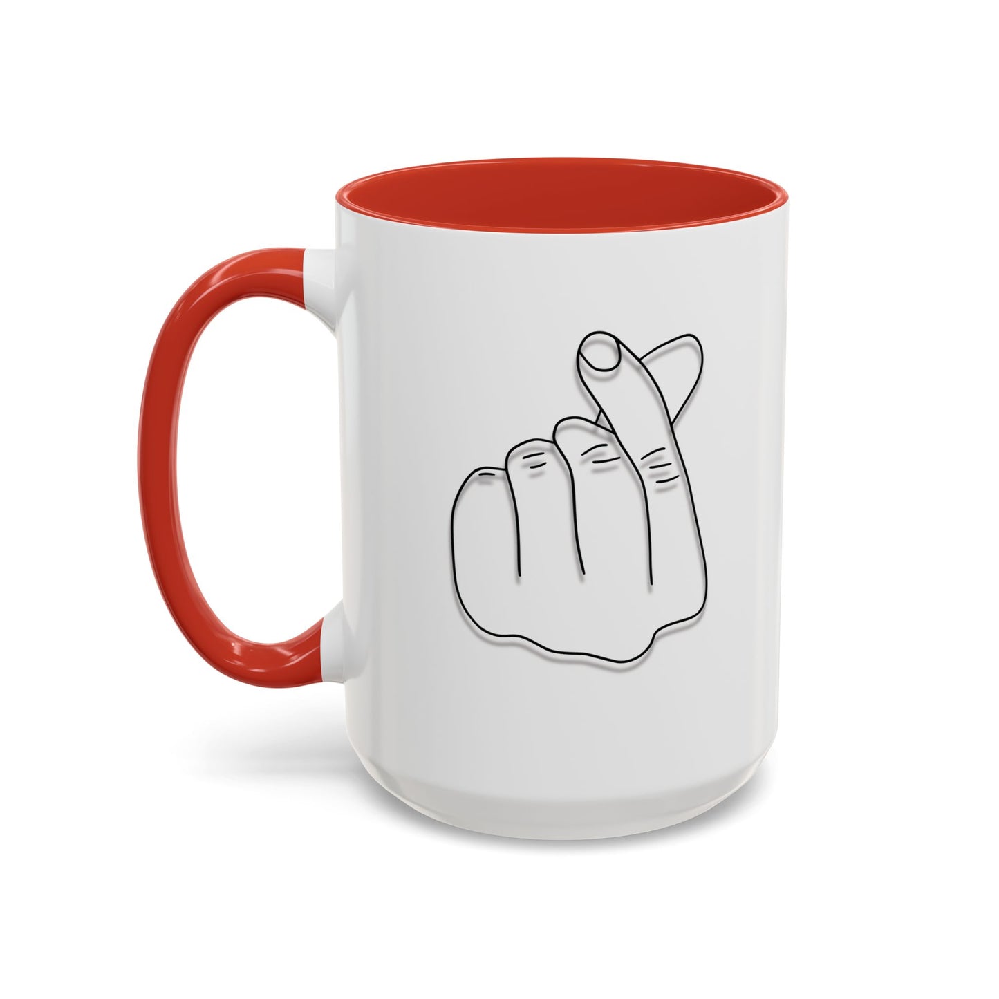K-Pop Accent Mug - Love Gesture Design (11oz, 15oz), Korean Pop Coffee Cup, K-Pop Lover Gift, Cute Drinkware, Unique Mug