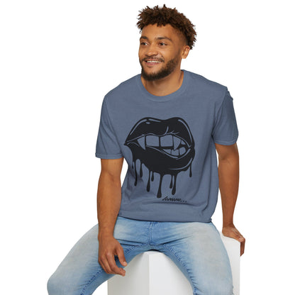 Edgy Graphic Unisex T-Shirt - Dripping Mouth Design, Cool Tee, Trendy Shirt, Hipster Top, Streetwear, Alternative Fashion, Holiday Gift
