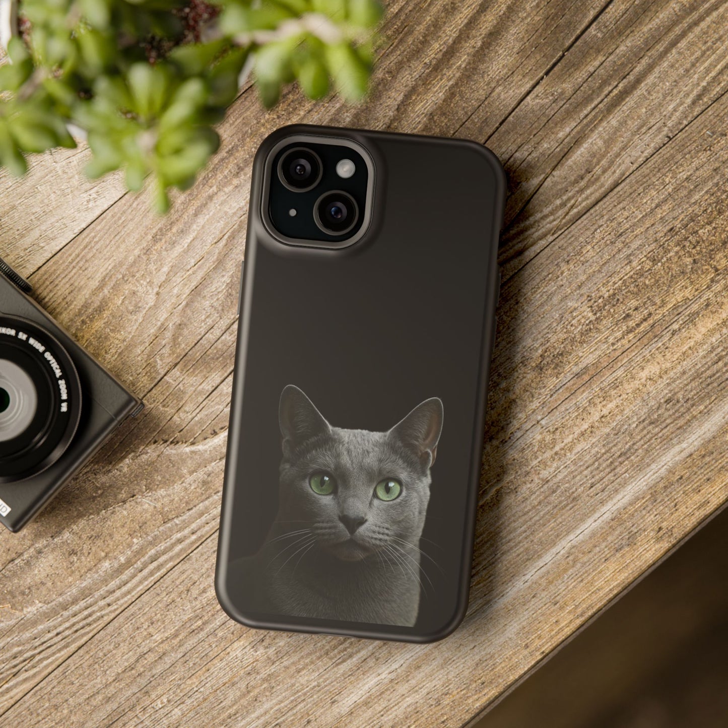 Russian Blue Cat Phone Case — Magnetic Impact-Resistant iPhone Cover