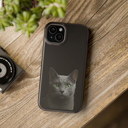 Russian Blue Cat Phone Case — Magnetic Impact-Resistant iPhone Cover