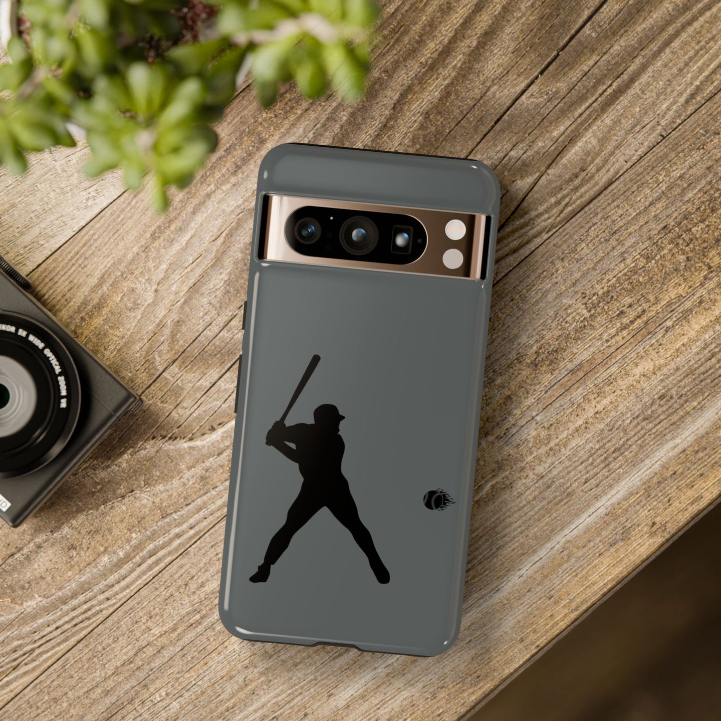Printify baseball silhouette tough phone case on an iPhone, featuring sporty protective design and durable material.