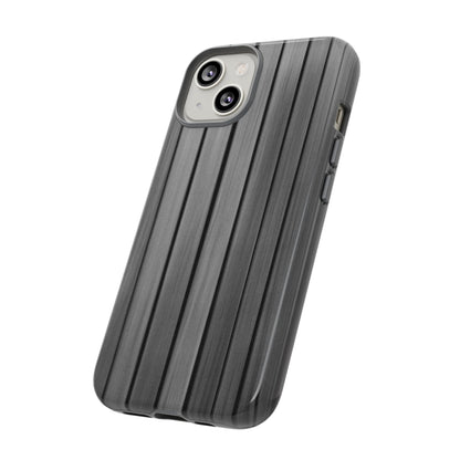 Ribbed metal texture phone case for iPhone, tough protective cover with durable design by Printify