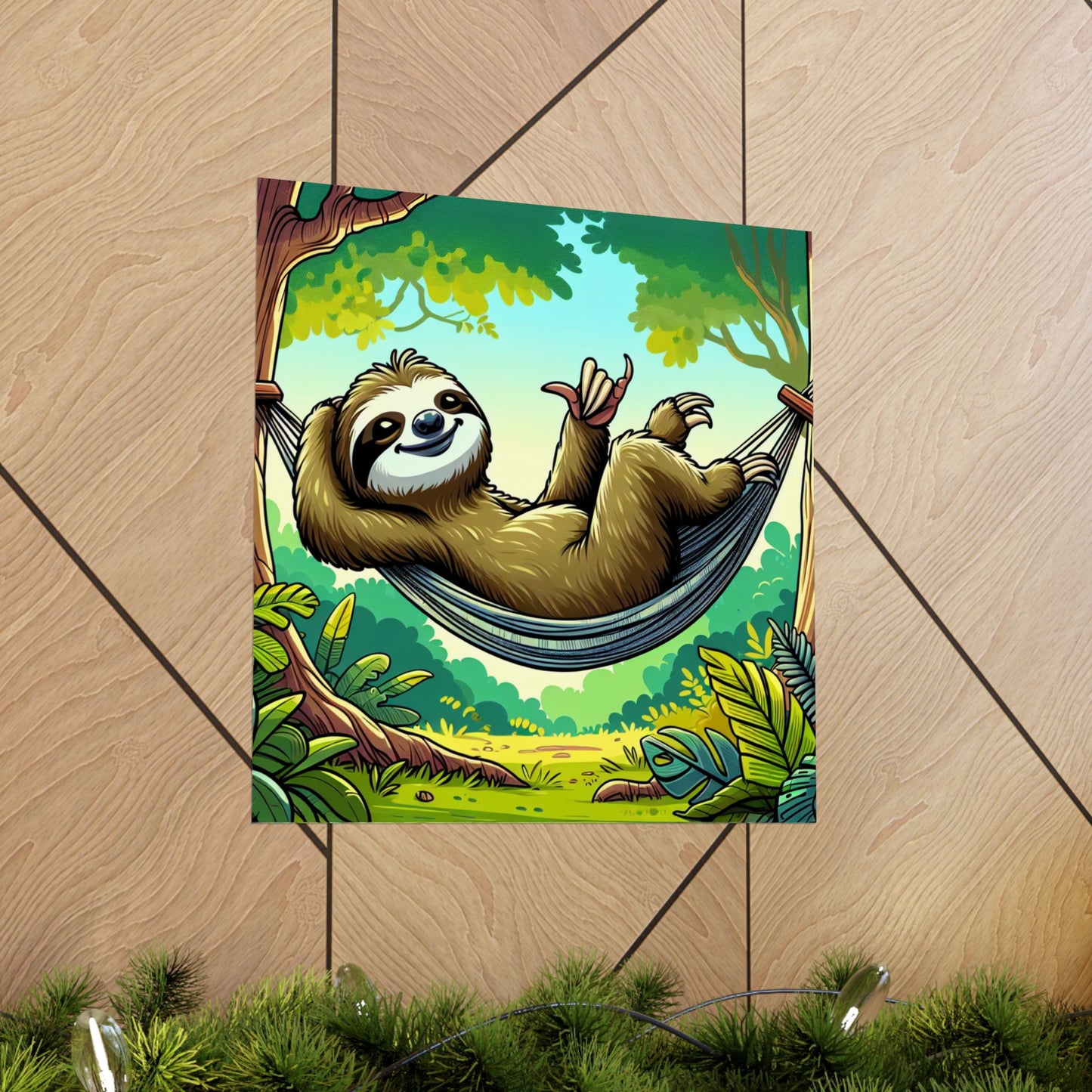 Sloth Hammock Matte Poster — Tropical Relaxation Wall Art