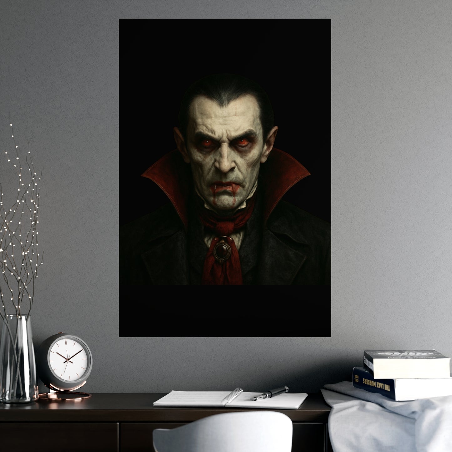 Gothic Vampire Art Poster, Spooky Wall Decor, Horror Room Accent, Perfect for Halloween, Gothic Decor, Home Office Artwork - TRV