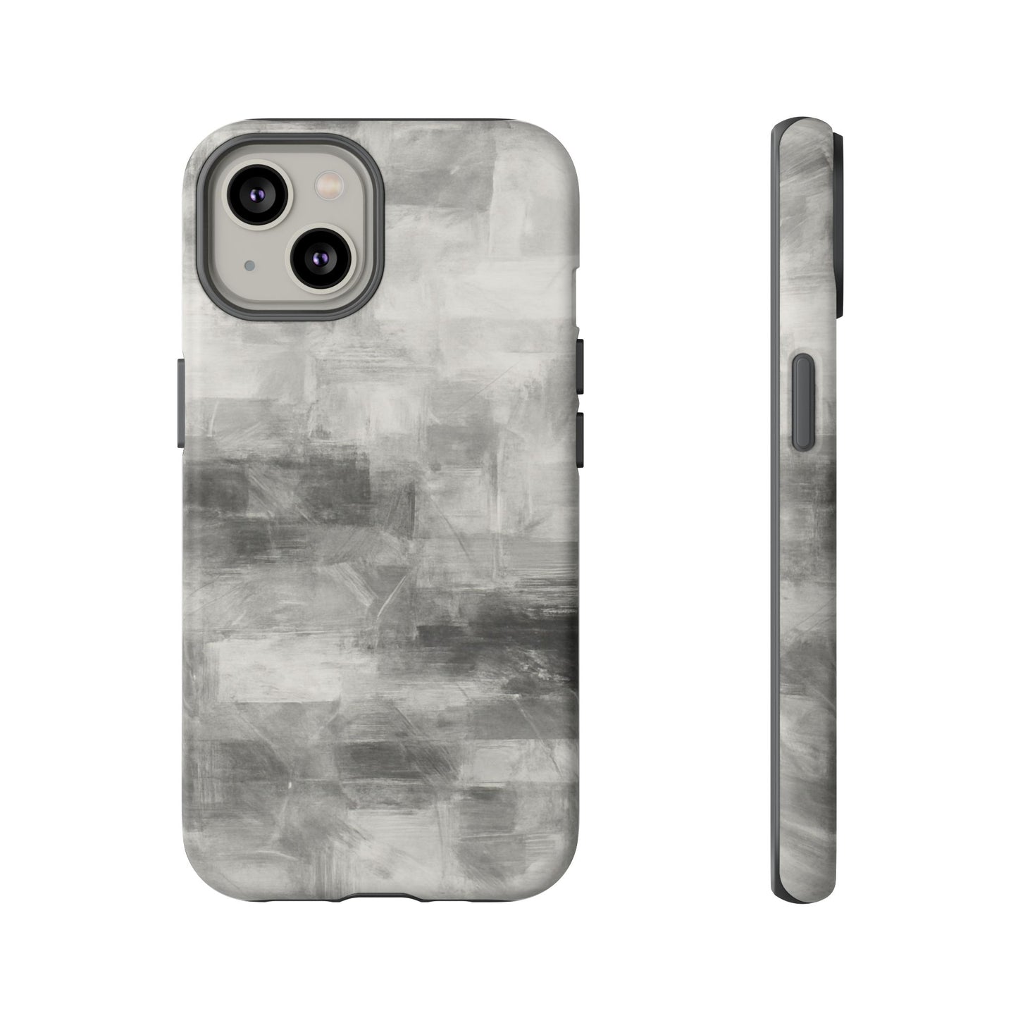 Abstract gray grid phone case for iPhone, tough protective cover by Printify with modern geometric design.