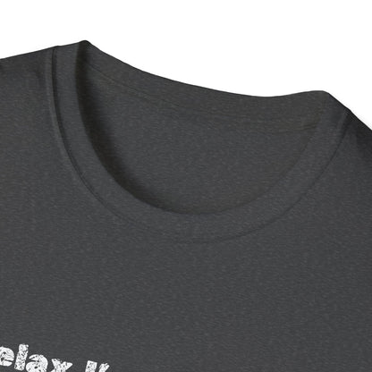 Pink heart graphic on a Relax, I'm a Truck Driver T-Shirt with humorous trucker slogan, made by Printify.