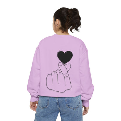 Unisex Garment-Dyed Sweatshirt with Heart Design - Cozy & Stylish