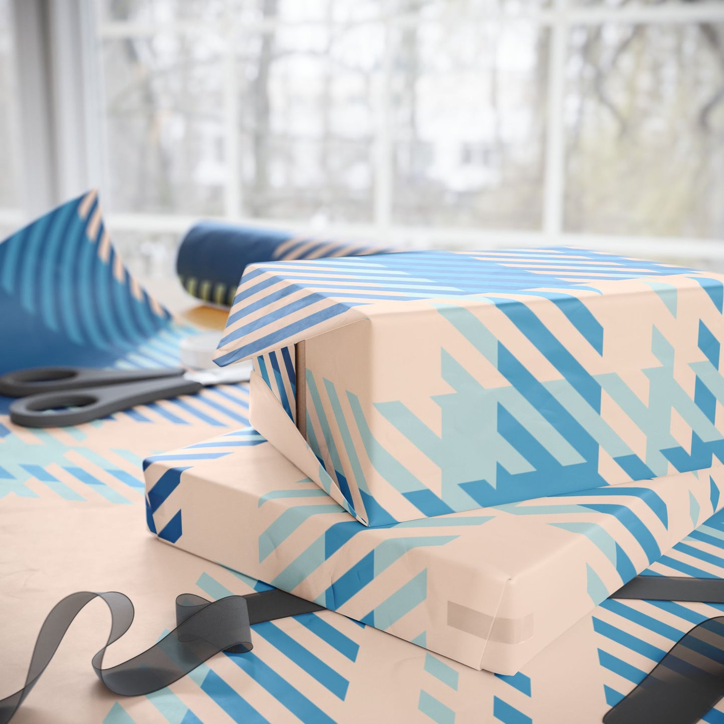 Blue Plaid Wrapping Paper Roll – Classic Plaid Gift Wrap for Birthdays & Holidays