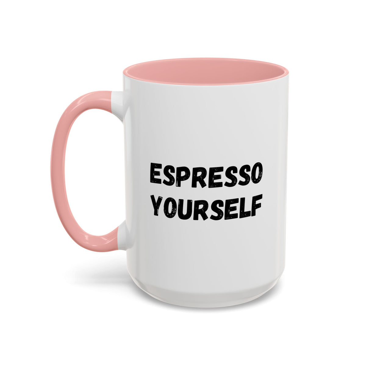 Funny "Espresso Yourself" coffee mug by Printify, 11 oz, with humorous coffee lover design and bright white ceramic finish.