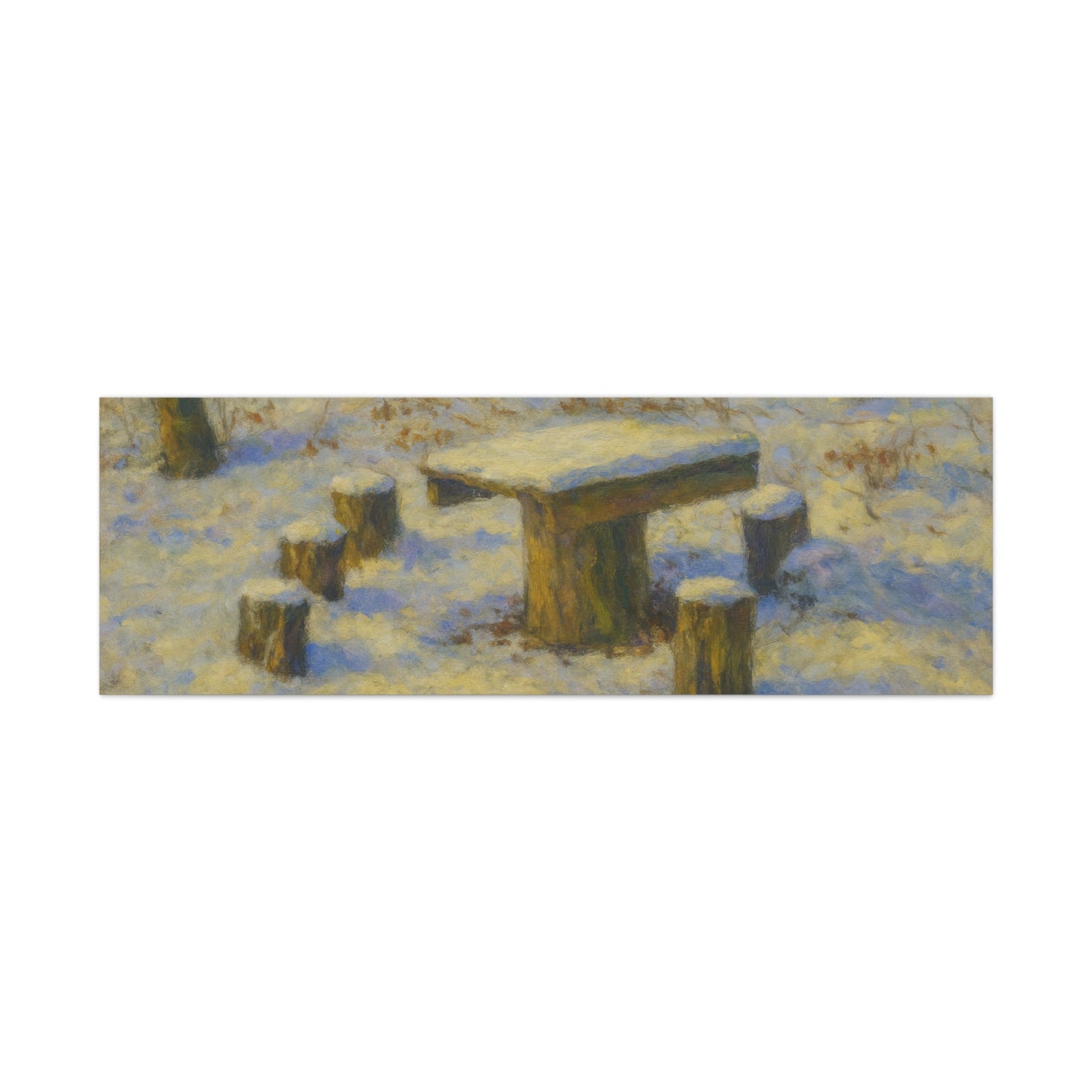 Snowy forest winter landscape canvas wall art by Printify featuring a matte stretched print of a snowy forest scene.