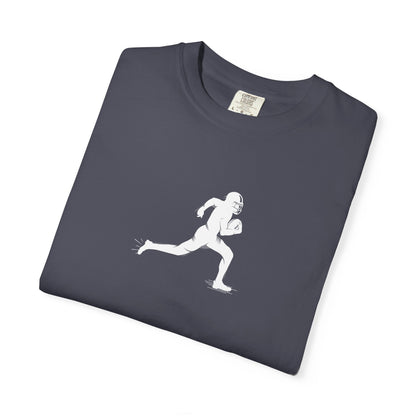 Sporty Unisex Garment-Dyed T-Shirt with Football Player Graphic, Activewear, Casual Wear, Gift for Runners, Fitness Apparel, Everyday Style