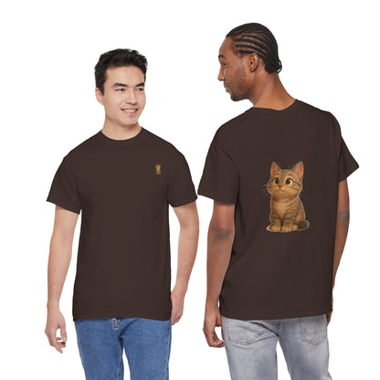 Brown kitten graphic T-shirt for cat lovers, featuring a cute cat design on a casual printify T-shirt.
