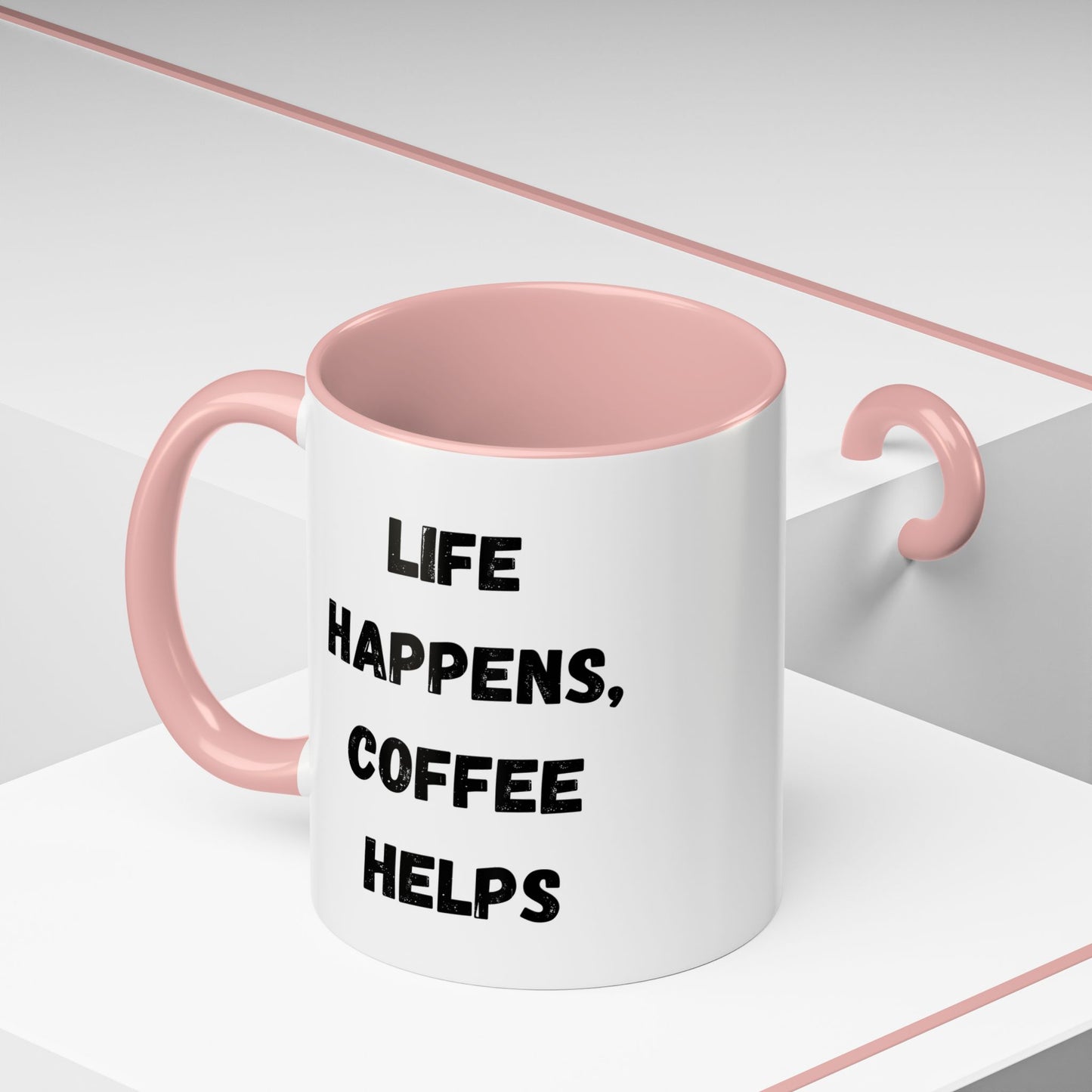 Life Happens Coffee Mug - Inspirational Coffee Cup, Gift for Coffee Lovers, Motivational Mug, Black Accent Mug, Coffee Humor