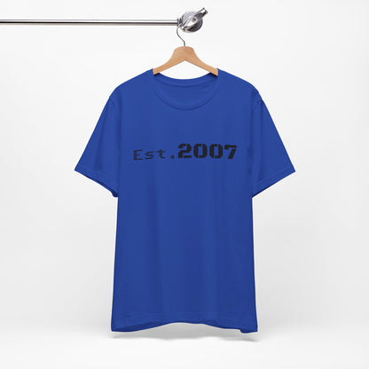 Vintage Printify Est. 2007 T-shirt featuring a classic design with the established year displayed prominently on the front.