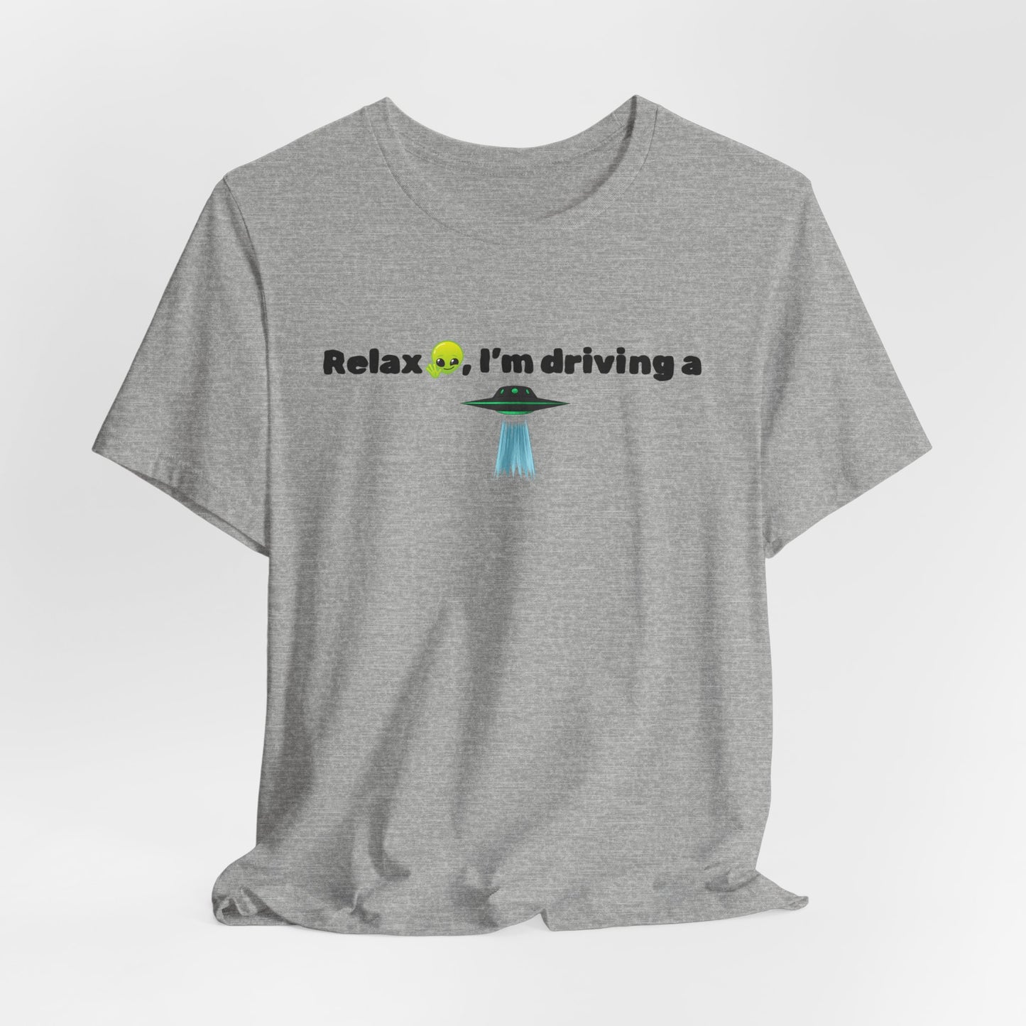 Alien Driving Unisex Tee - Fun Casual Shirt, Gifts for UFO Lovers, Quirky Humor T-Shirt, Perfect for Road Trips, Unique Birthday Present