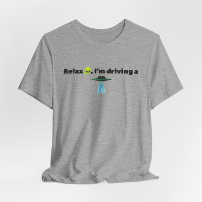 Alien Driving Unisex Tee - Fun Casual Shirt, Gifts for UFO Lovers, Quirky Humor T-Shirt, Perfect for Road Trips, Unique Birthday Present