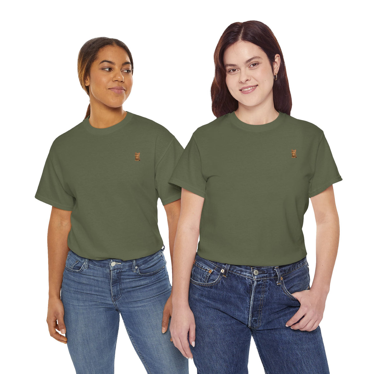 Brown kitten graphic T-shirt for cat lovers featuring a cute feline design, made by Printify.