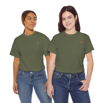 Brown kitten graphic T-shirt for cat lovers featuring a cute feline design, made by Printify.