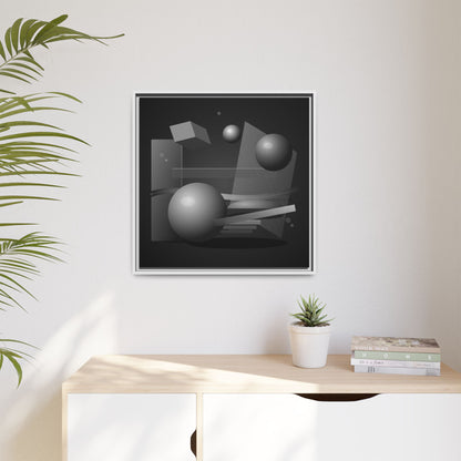 Monochrome Geometric Spheres Canvas Framed Wall Art | Matte Print